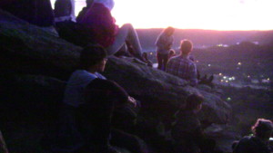 Sunrise on Mountain Day with people